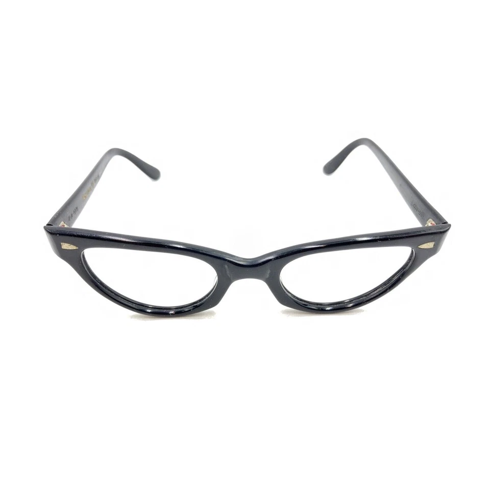 Monturas de gafas de gato negras American Optical vintage 135 mujeres de diseñador de EE. UU. Foto 2 de 4