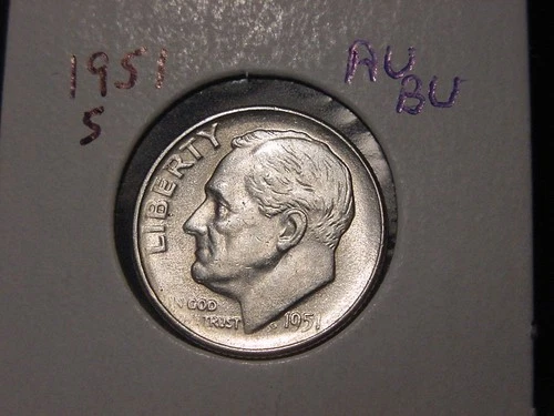 1951-S ROOSEVELT DIME AU BU NICE ORIGINAL COIN FREE SHIPPING