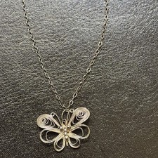 Silver 925 Jewellery Necklace Chain Pendant Filigree Butterfly Design hallmark