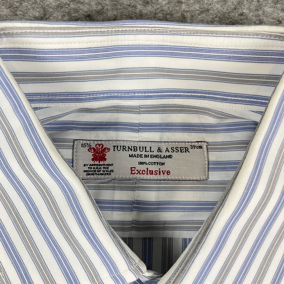Turnbull & Asser 限定 15.5 / 39 条纹纽扣正装衬衫法式袖口 — 第 2/4 张图片
