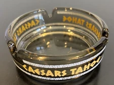 VTG Caesars Tahoe Glass Ashtray Three Slot Amber Approx 3.5" Round 1.5" Tall