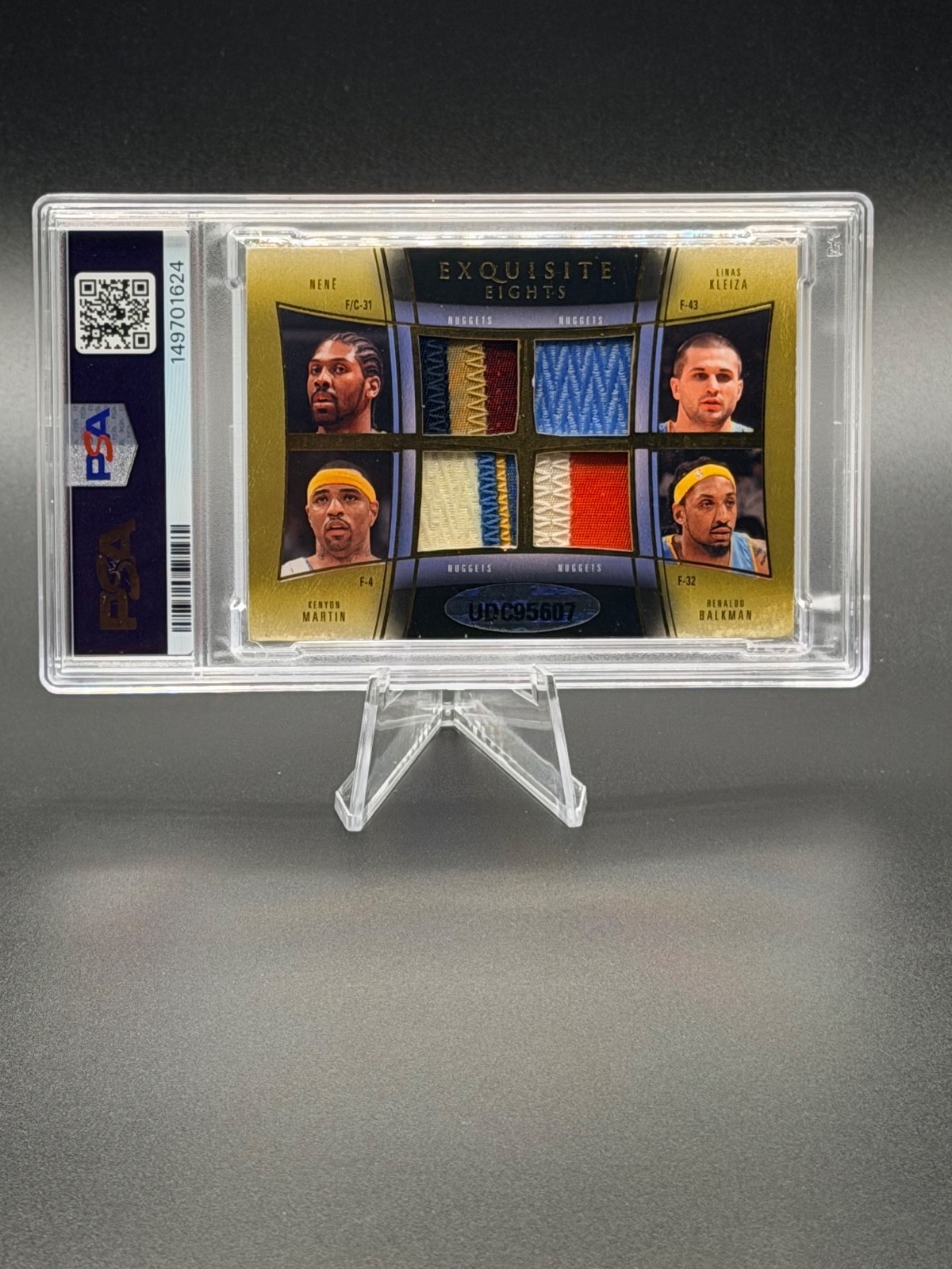 CARMELO BILLUPS SMITH Nuggets 2009 UD Exquisite Eights Game-Worn Patches 2/3 PSA view 3