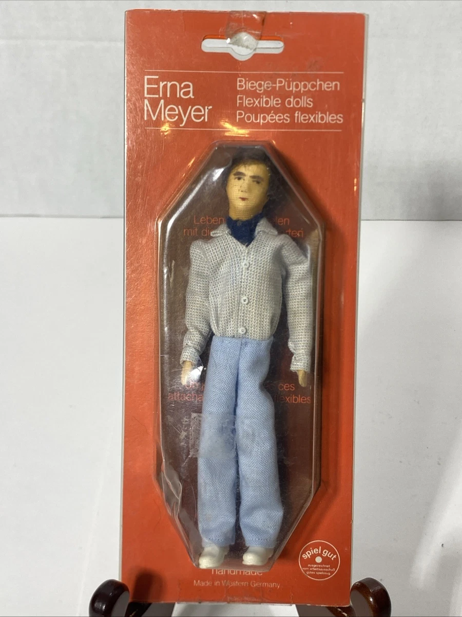 Vintage Erna Meyer Flexible Dollhouse Figures Bendable  Erna‎ Meyer Flexible Doll Biege-Püppchen Handmade Western Germany Vintage Blonde display picture 1
