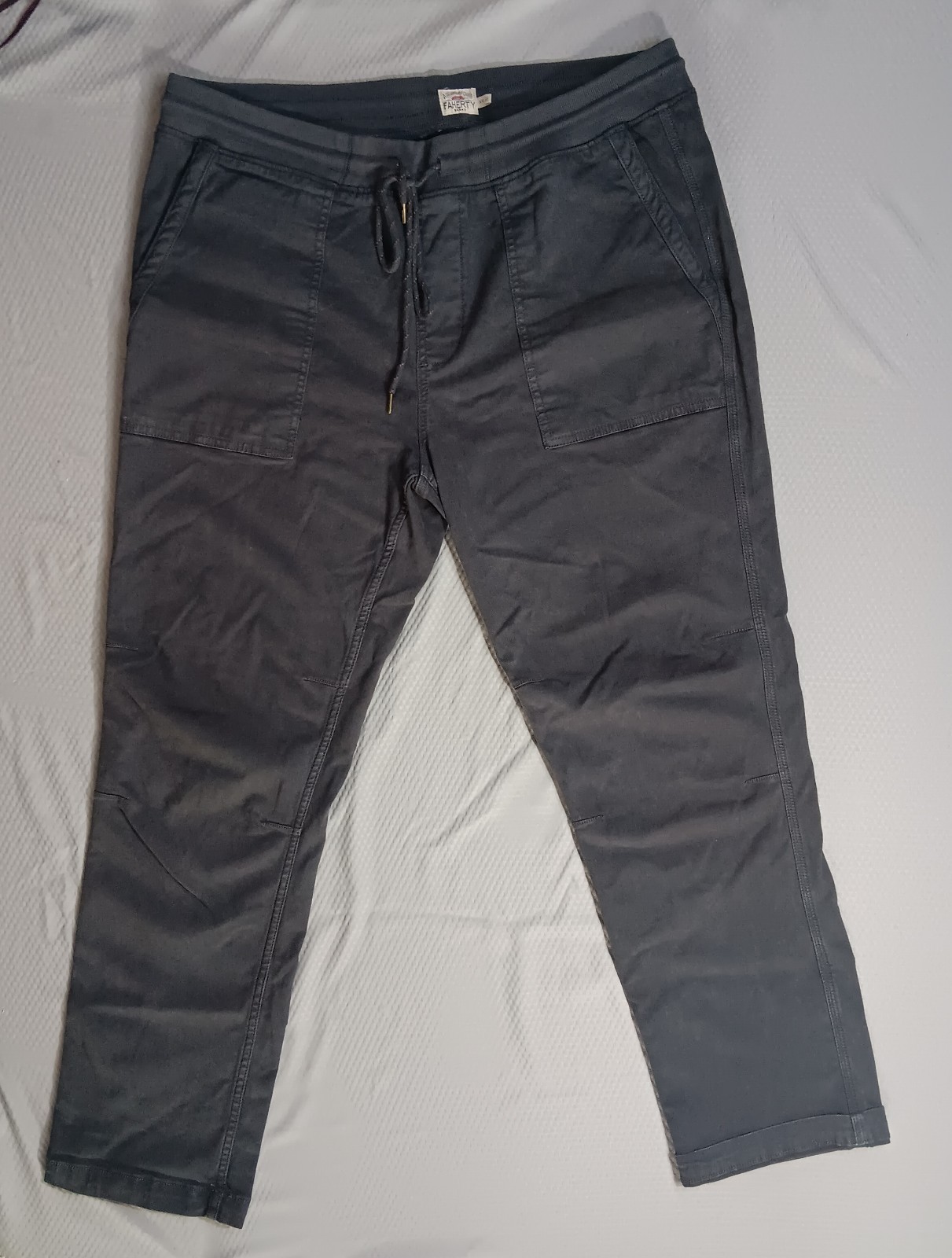 Faherty Traveler Pants Elastic Waist Drawstring Stretch Mens XX Dark Gray