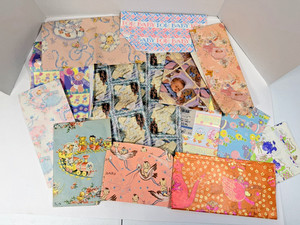 Vintage Baby Shower Gift Wrap Lot Of 13 Open Junk Journal Scrapbook