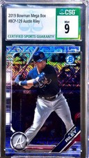  Austin Riley CSG-9 MINT Mojo Refractor Graded MLB 2019 Bowman Mega Box #BCP-129