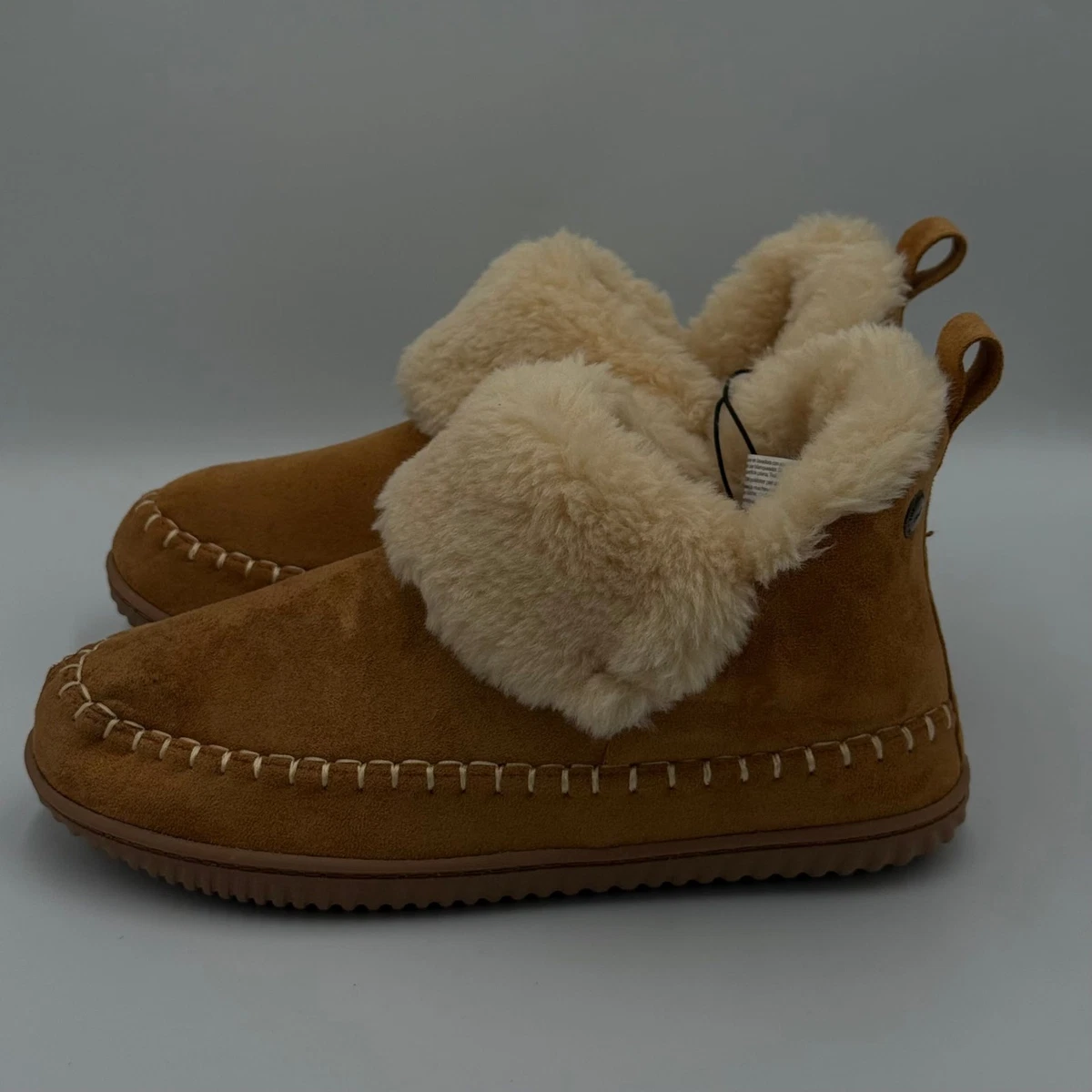 The Original Dearfoam Size 8 Chestnut Tan White Fur Color Lined High Top Slipper Dearfoams Slippers for Women main image 2