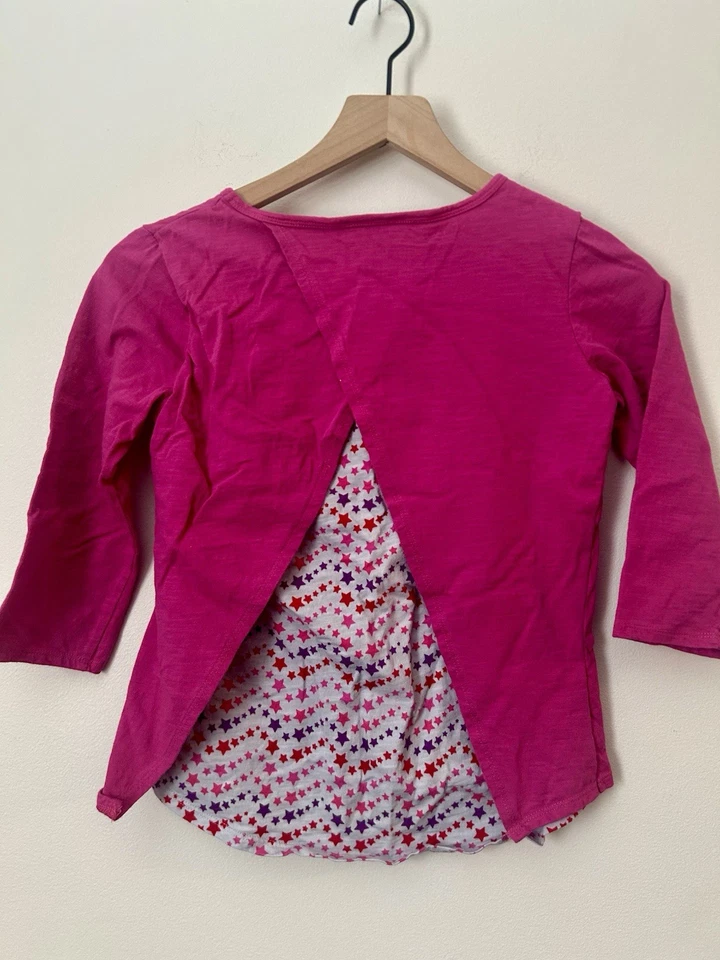 Girls American Girl 3/4 Sleeve Star Logo Pink With Back Cut Out Detail Large - Image 2 of 3