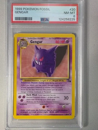 Gengar Non-Holo 1999 Pokémon Fossil Set #20 PSA 8 NM-MT – Vintage WOTC