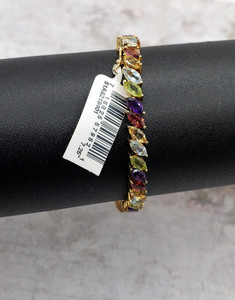 Authentic with Tags 18K Gold Plated PAJ Precious Gemstone Tennis Bracelet