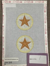 Handpainted Needlepoint Canvas MShirley 24ct Orange Stars Read Description
