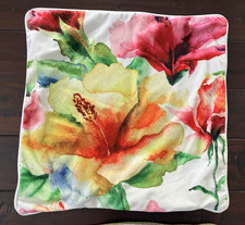 Lot 2 Throw Pillow Cases 18x18" Covers Watercolor Floral Velour Summer Home