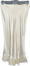 VINTAGE 1940s Cor-Ann Rayon  Lace Skirt Slip w/ Monogram  Zipper - S