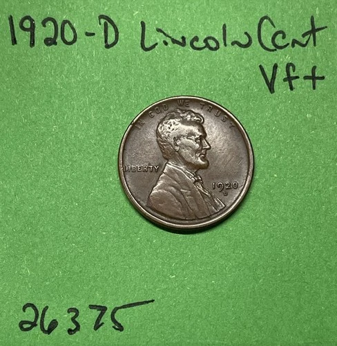 1920 D Lincoln Wheat Cent / Penny 1c VF Very Fine