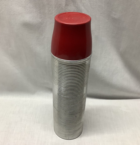 Vintage American Thermos  2484 Ribbed Aluminum Grand Bottle Quart Cork Top USA