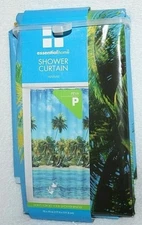 Essential Home Peva Shower Curtain Hawaii New! 70” Wide X 70” Long Blues/Greens