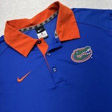 Florida Gators Nike Dri-Fit Short Sleeve Polo Back Orange Stripe Men XL Blue
