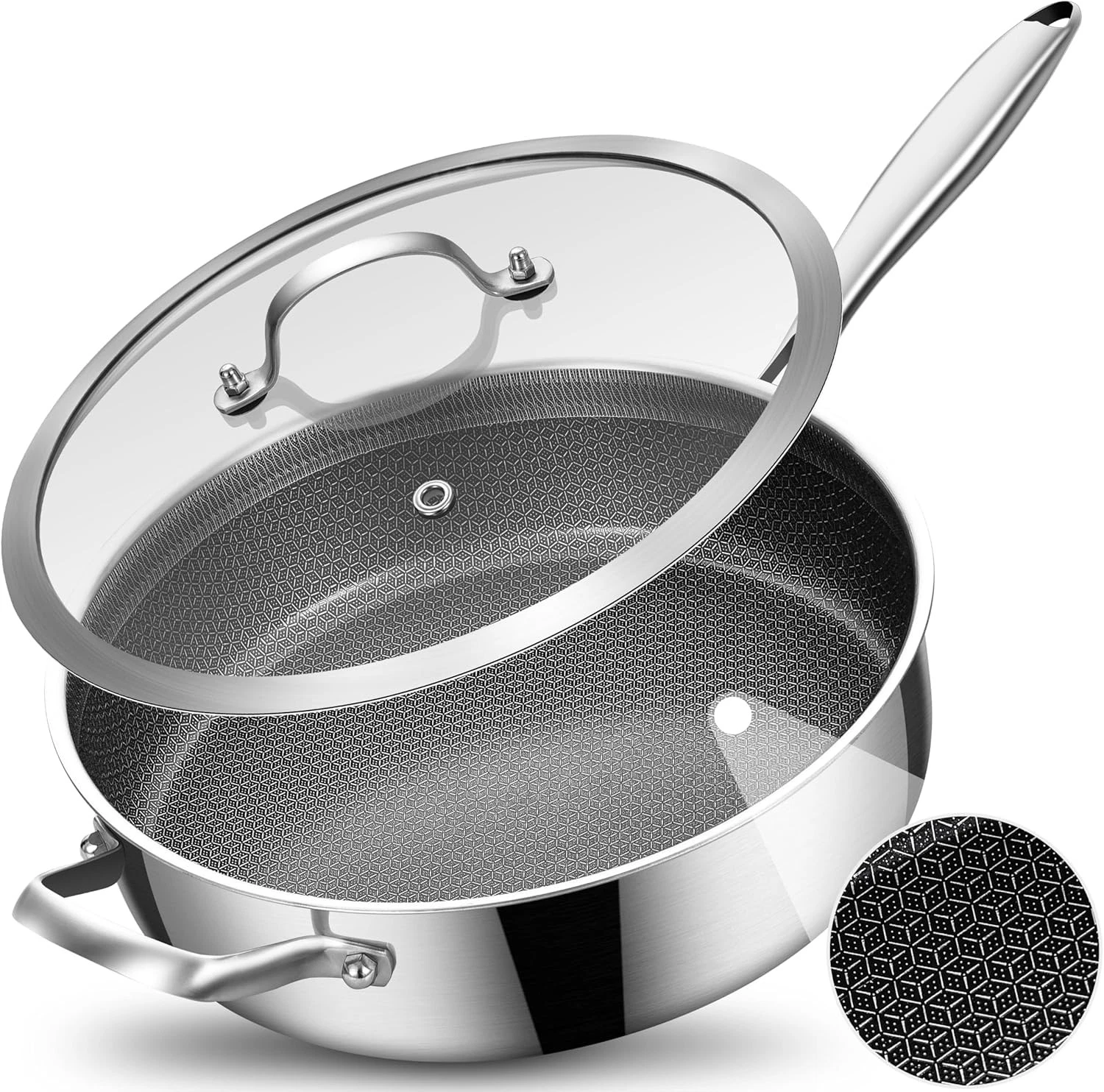 5 QT Hybrid Stainless Steel Sauté Pan with Lid,12 Inch Non Stick Deep Frying Pan
Opens in a new wind
