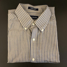 Chaps Dress Shirt Men’s Classic Fit 15-15.5 (34/35) Wrinkle Free Blue Plaid