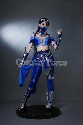 Kitana Cosplay Costume Game Blue Uniform Women Halloween Outfit