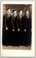 RPPC Portrait Postcard~ Four well Dressed Young Men