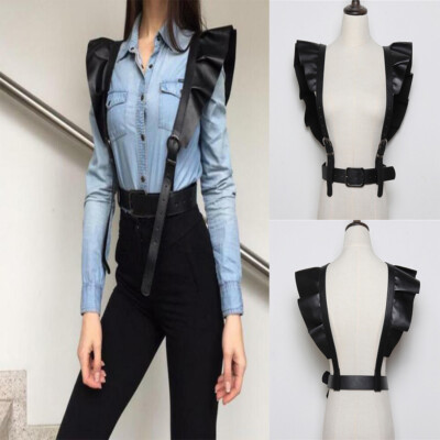 New Women\'s Body Chest Harness Belt, Adjustable Faux Leather Gothic Punk Harness Belts For Woman REETAN Punk Gothic Leather Wing  main image 4