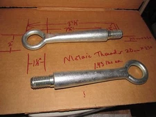 2 pc 8 3/4" 2" MACHINE LIFTING ring EYE BOLTS w/shoulder  20 mm x 2.50 pitch new