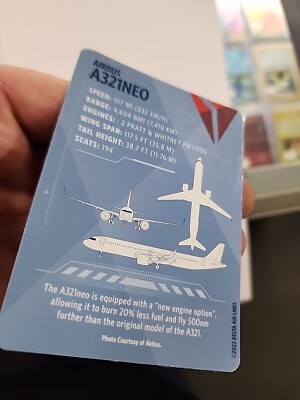 Delta Airlines Trading Card Boeing A321NEO Number 58 2022 Rare