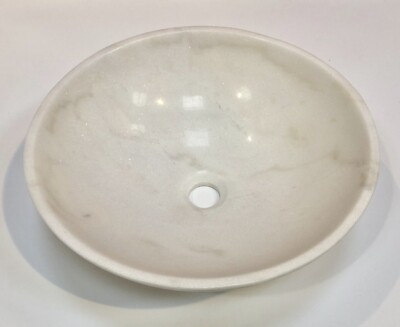 LUXUS BADEZIMMER Kristall WEISS GRAU MARMOR STEIN RUNDES WASCHBECKEN WASCHSCHALE