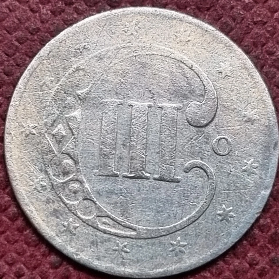 1851 O Three Cent Silver Trime 3c Higher Grade AU + Details #81861 - Image 2 of 2