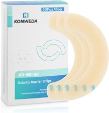 30 Pcs Ostomy Barrier Strips | Elastic Barrier Tape for Colostomy Bags | Medical