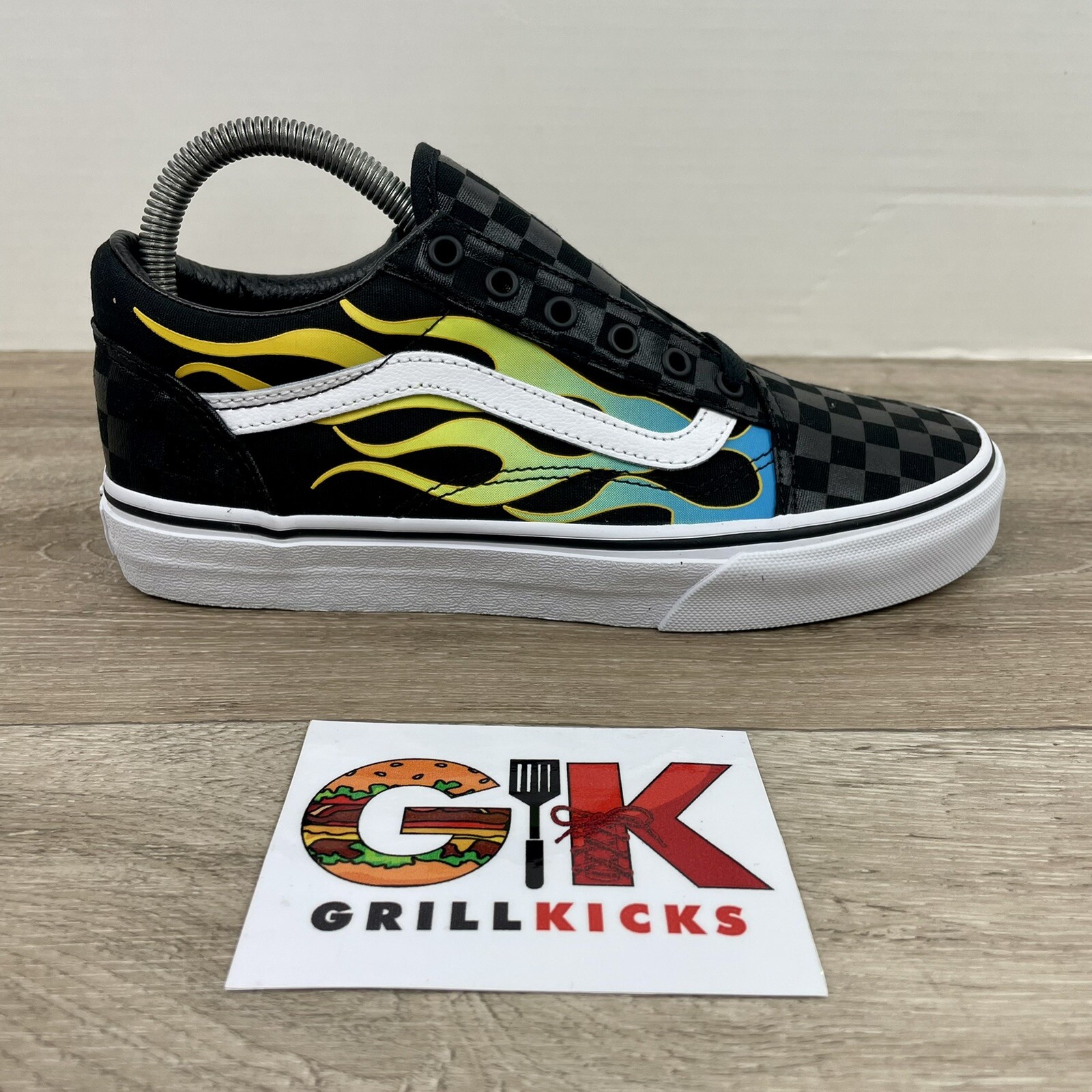 Vans Youth &sol; Women&apos;s Shoes "Old Skool" Glow Flame Black White &lpar;VN0A4UHZESY&rpar;