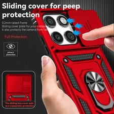 For Motorola Edge (2025), Camera Slide Cover Stand Ring Holder Magnetic Case