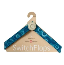 Lindsay Phillips SwitchFlops Strap Bailey Sz LG 9 - 10 - 11 Blue Circle Pattern