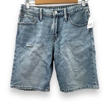 Gap Kids 90s Loose Light Wash Mid Rise Bermuda Distressed Shorts Size 16 NWT