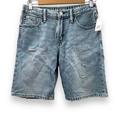 Gap Kids 90s Loose Light Wash Mid Rise Bermuda Distressed Shorts Size 16 NWT