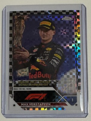 Max Verstappen Topps Chrome Formula 1 2023 Black White Checkered Flag Refractor