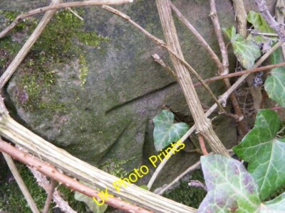 Foto 6x4 Benchmark auf verfallenem Gebäude in der Muxton Lane dieser Maßstab (h c2015