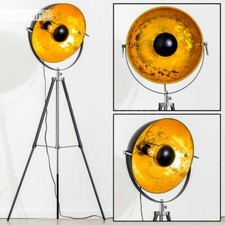Stehleuchten Design Boden Stehlampe Zimmer Film Scheinwerfer schwarz gold 40 cm