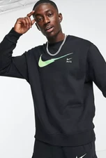 Mens Nike Gym Athletic ZigZag Crew Long Sleeve Sweatshirt French Terry New