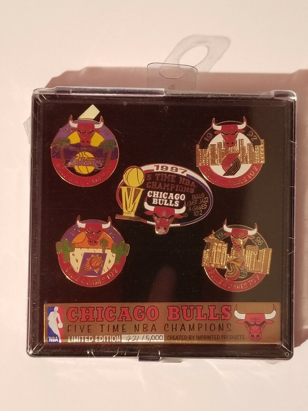 Chicago Bulls 5 Time NBA Champion Commemorative 5 Pin Set #421/5000