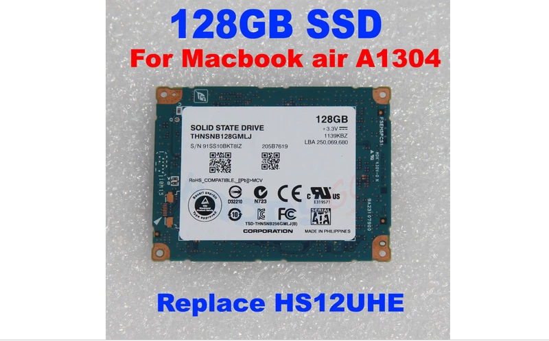THNSNC128GMLJ 128GB SSD REPLACE HS12UHE FOR APPLE MACBOOK AIR 2008 Later A1304 - Image 2 of 4