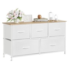 Fabric Chest Of 5 Drawers 2 Tiers Bedroom Living Room Furniture Spacious Modern
