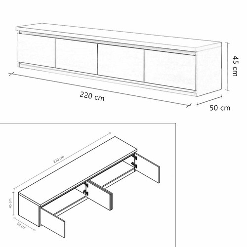 MF Mobile Porta TV Roma Bianco/Marmo Oro Laccato Lucido 4 Ante 220 x 50 x h45 cm - Foto 4 di 5