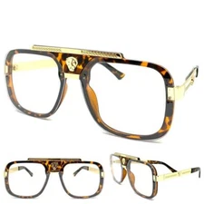 Men's Classy Elegant Retro Hip Hop Clear Lens EYE GLASSES Tortoise & Gold Frame