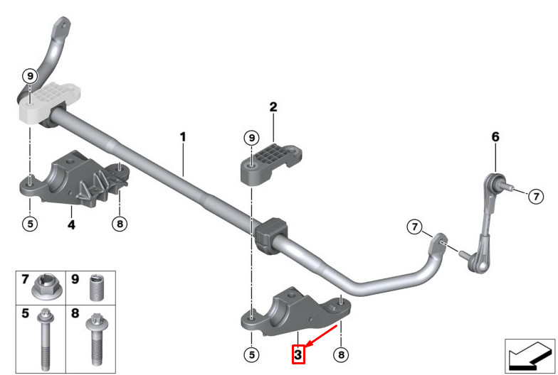 BMW 5 Touring G31 Front Stabilizer Support 31306861473 NEW GENUINE 