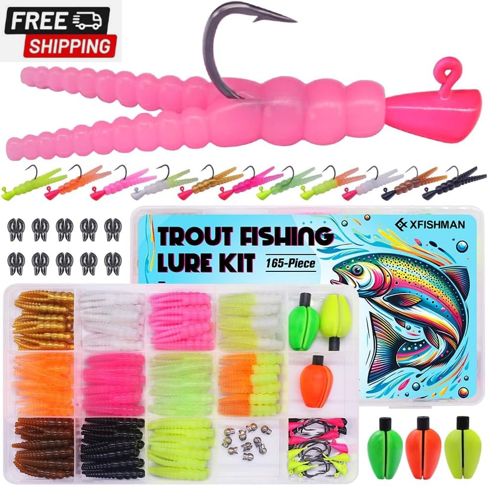 Xfishman 165-Piece Trout Fishing Lure Kit for Creek & River with Split T