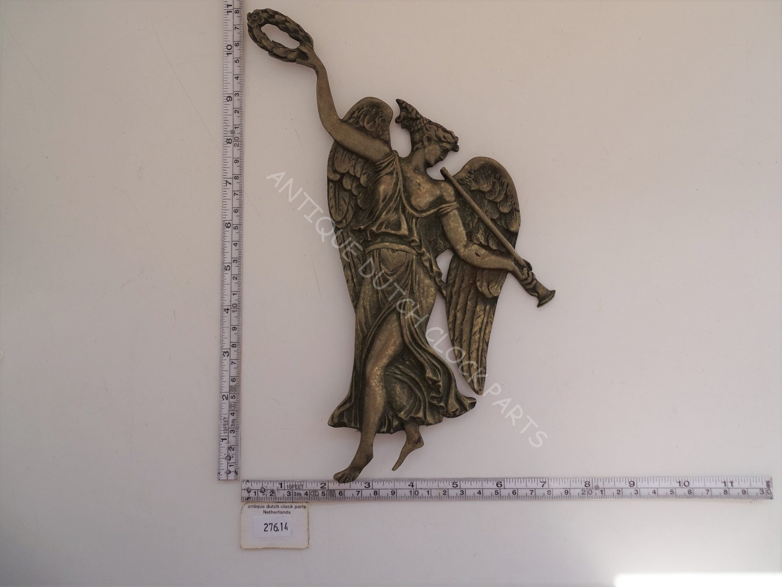 ONE OF A KIND LARGE BRONZE ANGEL ORNAMENT FOR FRENCH MANTEL OR WALL CLOCK