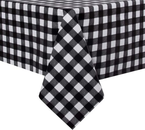 Checkered Vinyl Rectangle Tablecloth - 52 x 70 Inch - 100% Waterproof Oil Proof