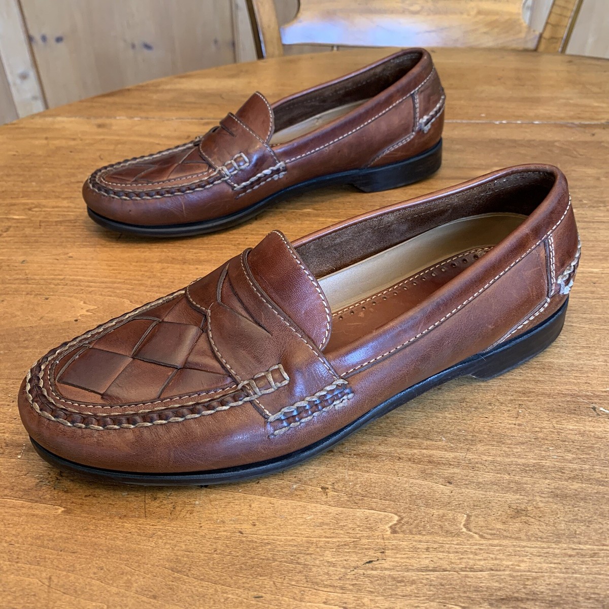 Mens Johnston Murphy Basket Weave Penny Loafers Size 10 1/2  display picture 2